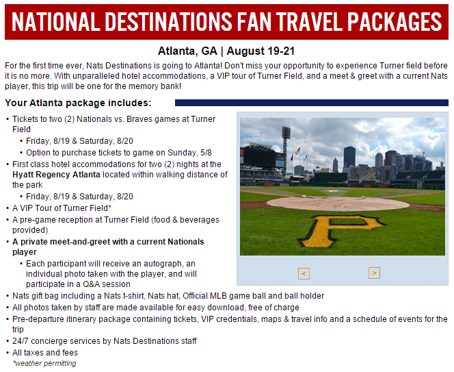 nationals destinations trips