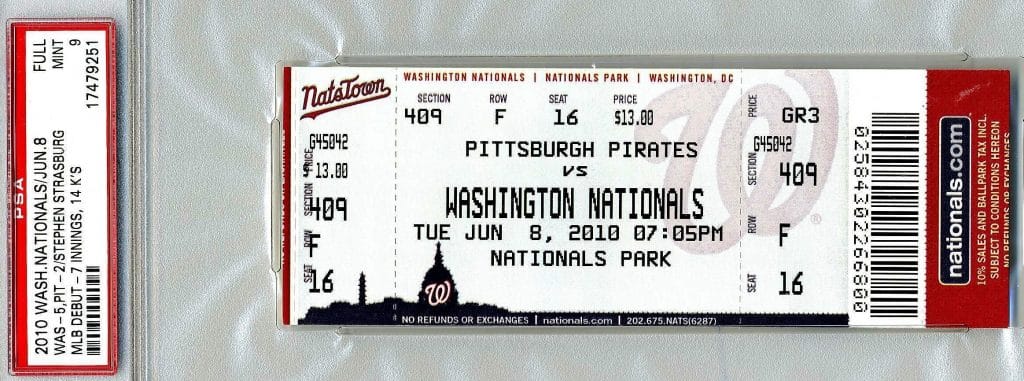 Strasburg debut ticket