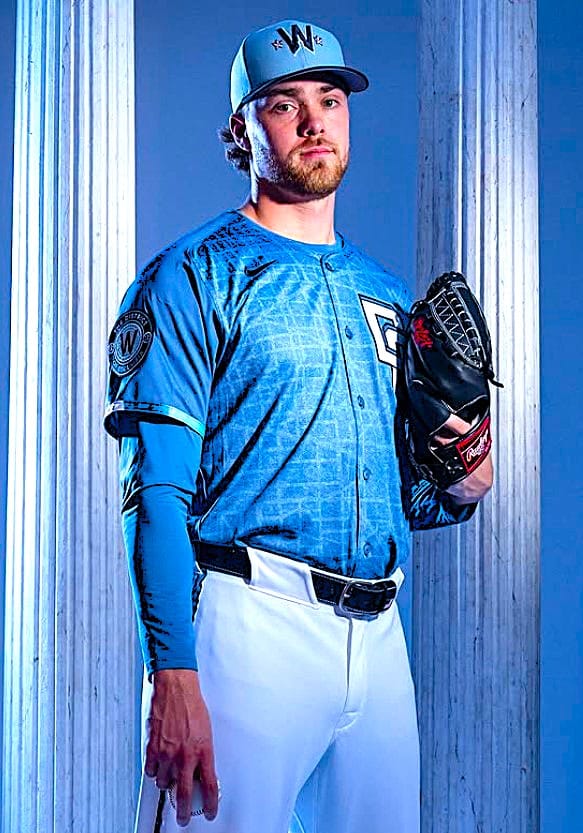 Jake Irvin of the Washington Nationals dons the new City Connect uniform dubbed "The Blueprint"